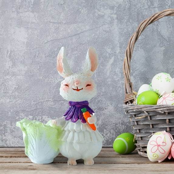 Outdoor Planters Qwtwty Art Bunny Planter Resin Statue Cute Shaped Flower Pot for Garden Patio Yard or Porch Decor