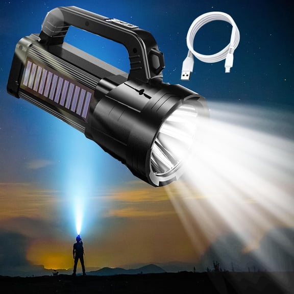 Viflosae Solar Flashlight Searchlight Charging Portable Strong Light, High Brightness, Side Light, High-power LED Electronics Gadgets