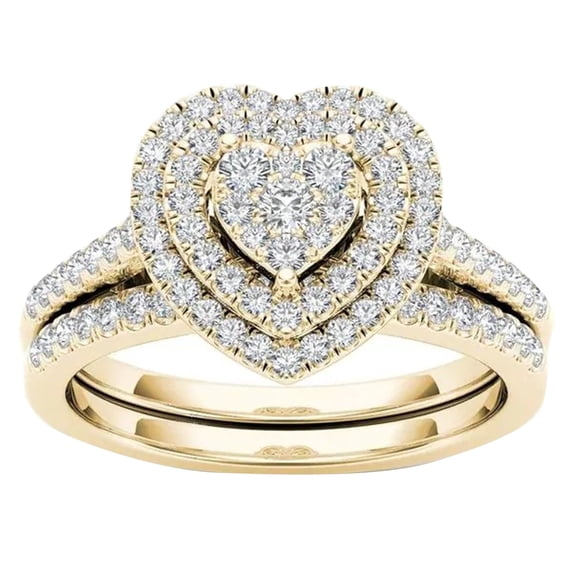 Up to 50% off 14K Gold Rings for Women Heart-shaped Ring Women Index Finger Ring Fashion Couple Ring Set Jewelry Gift