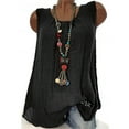thumbnail image 1 of Azrian Linen-Blend Sleeveless Top for Breathable Comfort - Womens Linen Sleeveless Baggy T-shirt Vest Tee Blouse Tank Tops Plus Size, 1 of 3