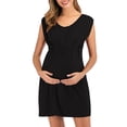thumbnail image 1 of LoyisViDion Womens Maternity Dresses Clearance Woman Summer Round Neck Leeve Solid Color Sexy Fashion Maternity Elegant Dress Black M, 1 of 5