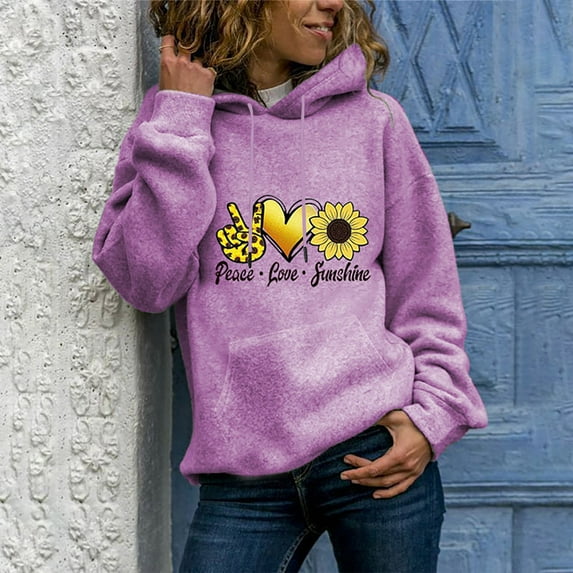 Up to 50% off Botrong Autumn Winter Ladies Long-Sleeved Pullover Print Round Neck Hooded Sweatshirt Gifts for Family