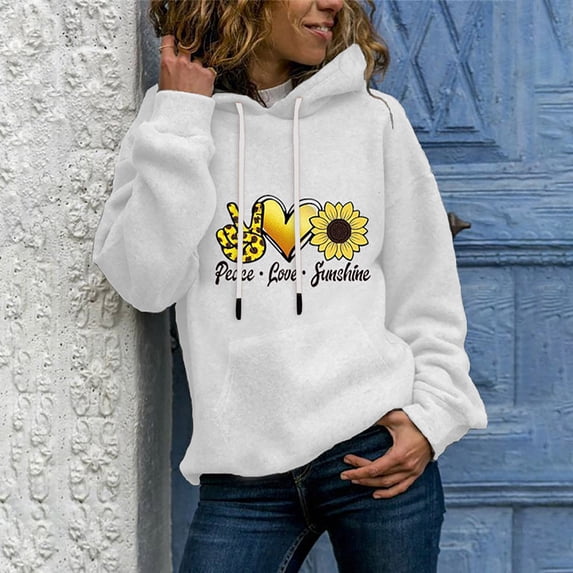Up to 50% off Botrong Autumn Winter Ladies Long-Sleeved Pullover Print Round Neck Hooded Sweatshirt Gifts for Family
