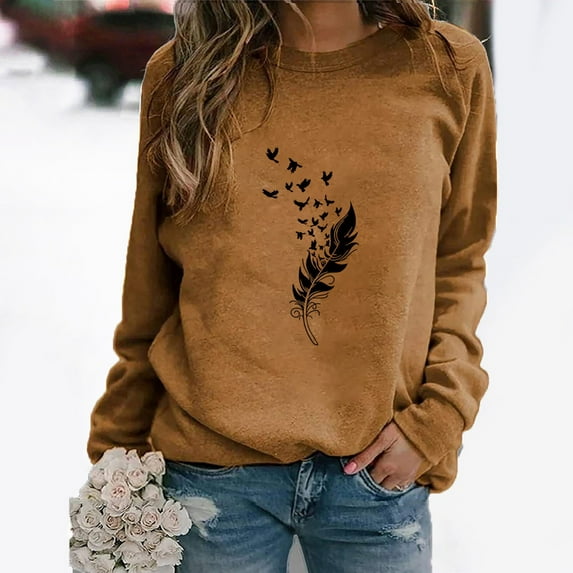Up to 50% off Botrong Winter Womens Casual Long Sleeve Tops Ladies Christmas Print Sweatshirt Blouse Gifts for Family