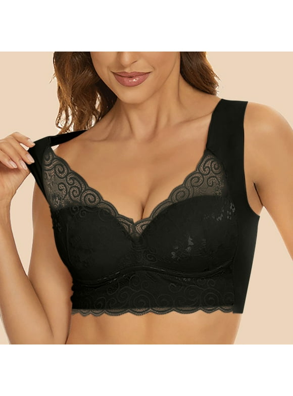 Up to 50% off Bralettes for Women Sexy Fashion Women Lace Solid Strap Wrap Plus Size Bra Underwear Everyday Basic Sleeping Bra