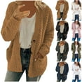 thumbnail image 1 of YOTAMI Women's Knit Sweater Cardigans 2025 Winter Oversized Cardigan with Pocket Long Sleeve Solid Color Open Front Lightweight Casual Jacket Coats Coffee, Sizes M, 1 of 4