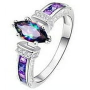 HAOZZAW Up to 50% off Botrong Fashion 925 Silver Jewelry Mystic Topa z Women Wedding Engagement Ring Size 6-10 Gifts for Family on Clearance