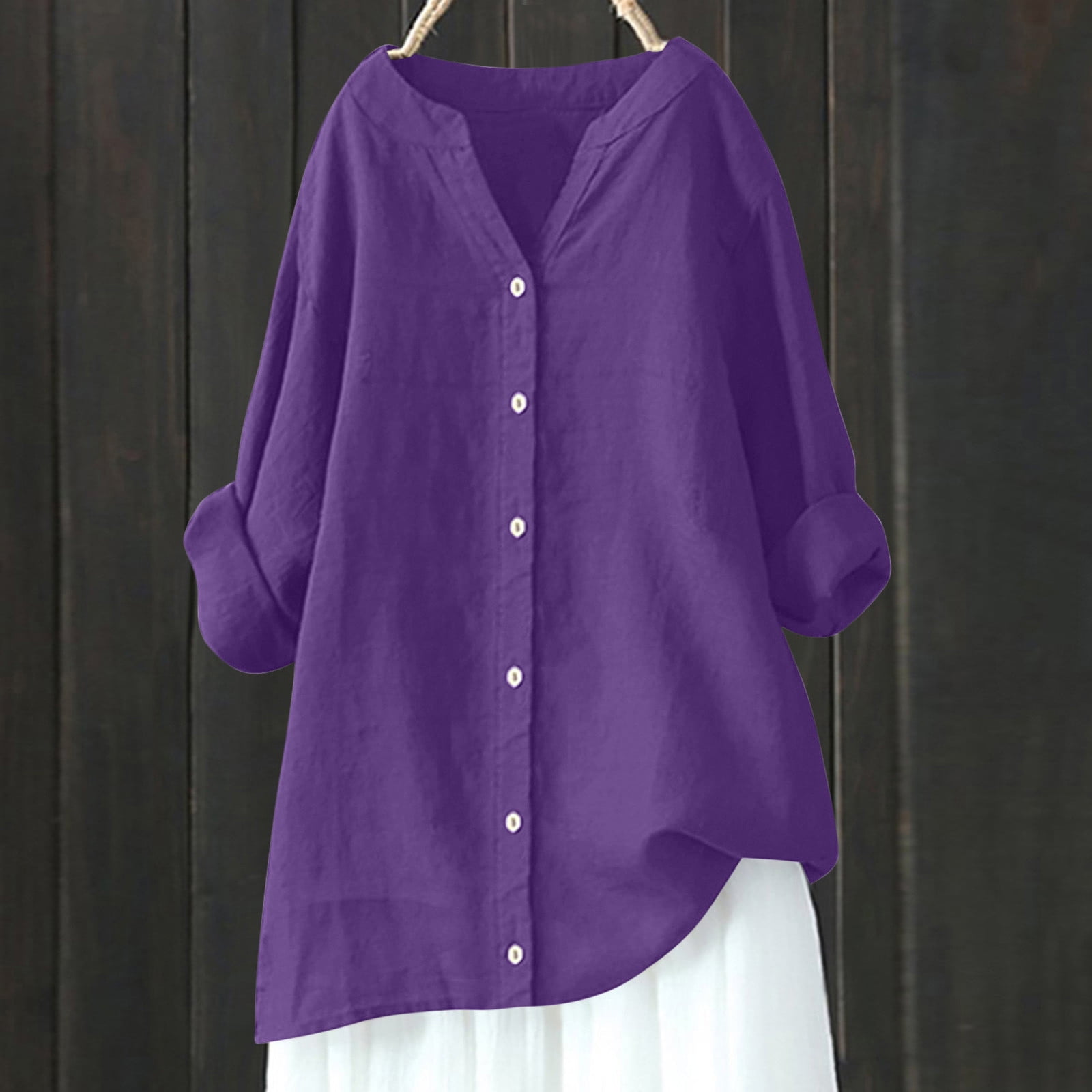 Up to 50% off Horkkom Linen Shirts for Women Summer Plus Size Button ...