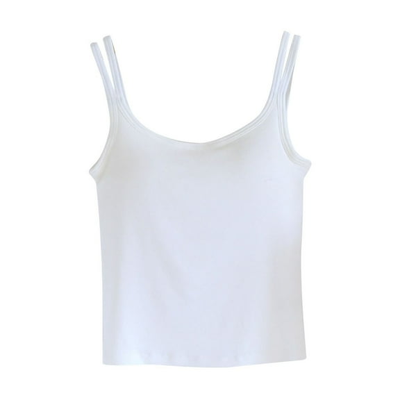 Up to 50% off! Kmdttou Women's New Shoulder Strap With Breast Pad Top Women's Base Shirt Solid Color Blouse Fashion Layering Slim Trendy Cool Tops