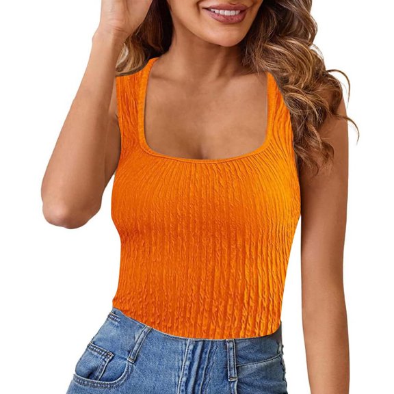 Up to 50% off! Kmdttou Women's Sexy Collar Solid Color Sleeveless T-Shirt Tank Blouse Crop Tops Fashion Layering Slim Trendy Cool Tops