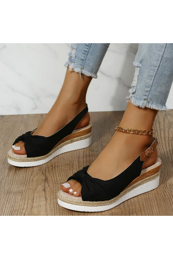 Women's Wedge Heel Buckle Sandals Peep Toe Summer Shoes,Casual Comfortable Platform Footwear Fashion Outdoor Vacation Daily Dress,Walking Style