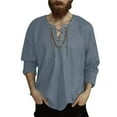 thumbnail image 1 of Up to 50% off Miqool Men's Cotton Linen Shirt Casual Long Sleeve V Neck Lace Up Hippie T Shirts Summer Beach Yoga Tops(Blue, 3XL), 1 of 5