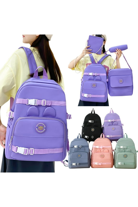 School Backpack Set of 4 Large Capacity Backpack Lightweight Sturdy Travel Backpack Water Proof Book Bag for Women Men