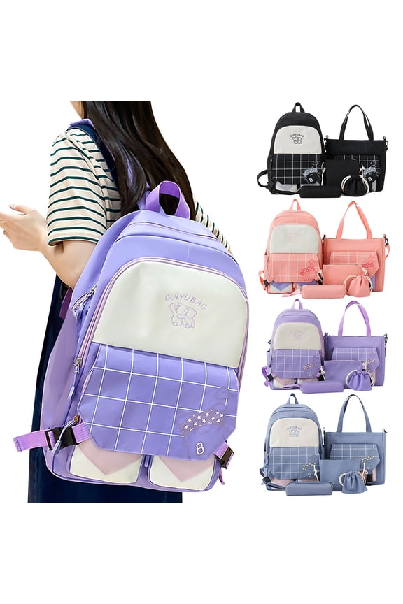 School Backpack Set of 4 Water Proof Backpack Lightweight Sturdy Travel Backpack Large Capacity Book Bag for Women Men