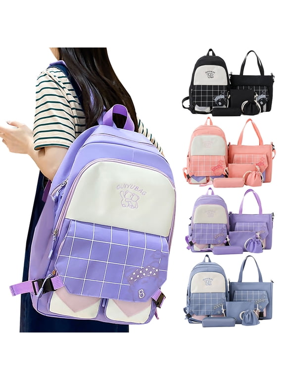 School Backpack Set of 4 Water Proof Backpack Lightweight Sturdy Travel Backpack Large Capacity Book Bag for Women Men