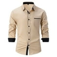 thumbnail image 1 of Up to 50% off Pitauce Men's Dress Shirt Patchwork Lapel Collar Button Down Long Sleeve Tops Casual Slim Fit Breathable Business Work Shirts Blouses, 1 of 5