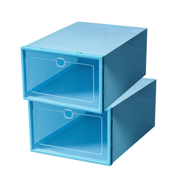 Up to 50% off! Portable Shoe Storage Organzier Tower,2Pcs Shoe Storage Boxes,Colorful Free Standing Shoe Shelf Cabinet with Lids,Blue*2 Pcs