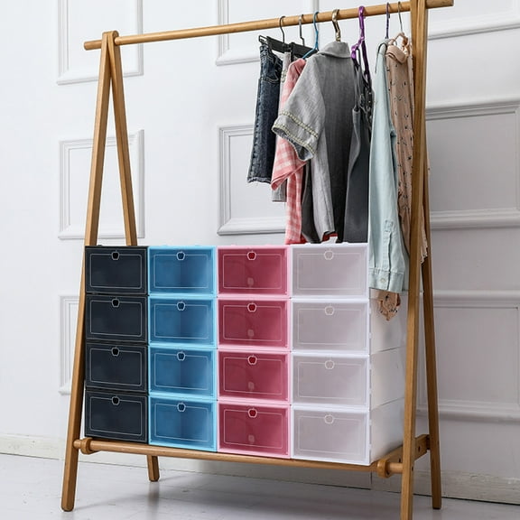 Up to 50% off! Portable Shoe Storage Organzier Tower,4Pcs Shoe Storage Boxes,Colorful Free Standing Shoe Shelf Cabinet with Lids,White*4 Pcs