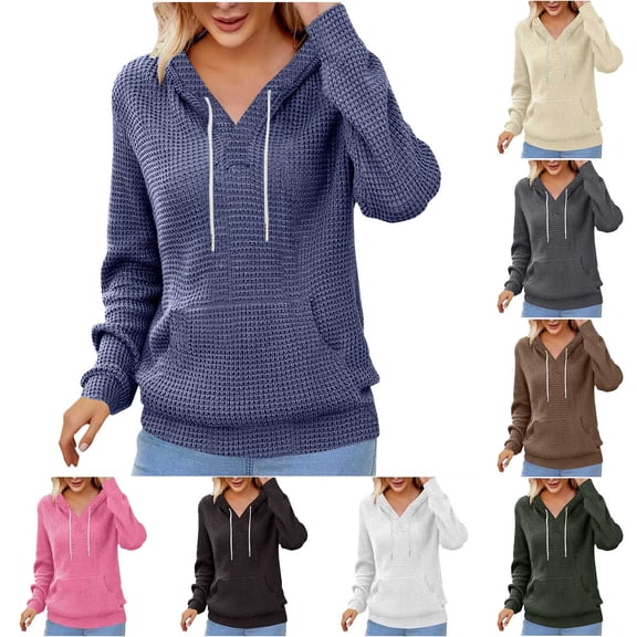 Rciityk Womens Hoodies Fall Fashion Pullover Oversized Sweatshirts Casual Long Sleeve Hooded Sweaters with Pockets Khaki M
