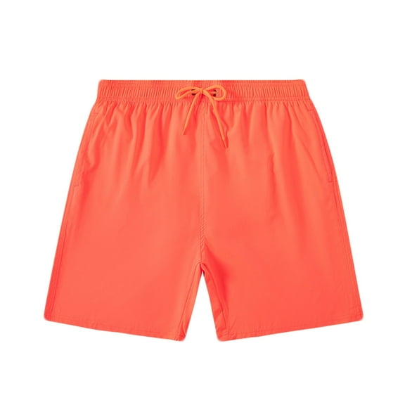 Mens Summer Swim Shorts Men's Casual Surfing Solid Drawstring Elastic-dry Beach Shorts