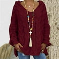 thumbnail image 1 of VALSEEL Oversized Hooded Sweater with Minimalist Design Women Fashion Loose Large Size Color Hood Long Sleeves Sweater Tops Cable Knit Winter Sweater, 1 of 8