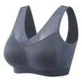 thumbnail image 1 of Up to 50% off Women Lady Lace Gathered Bra Plus Size Sports Bra Underwear Yoga Hollow Out Bra Cup Blue, L, 1 of 3