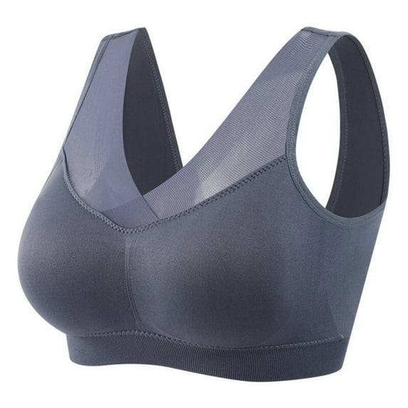 Up to 50% off Women Lady Lace Gathered Bra Plus Size Sports Bra Underwear Yoga Hollow Out Bra Cup Blue, L
