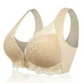 thumbnail image 1 of YODETEY Wireless Lace Bralette for Comfort - Women's Sports Front Closure Extra-Elastic Breathable Lace Trim Bra Everyday Lightly Padded T-Shirt Bra, 1 of 4