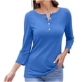 thumbnail image 1 of Erwazi Women's Long Sleeve T-Shirts Fall Henley Tops Pullover Casual Loose Fit V-Neck Tunics, 1 of 4