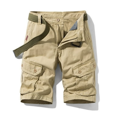 Summer Savings Clearance! pstuiky Mens Shorts, Men Solid Color Cargo Shorts Wide Leg Shorts Casual Shorts with Pockets Leisure Khaki 34