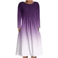 thumbnail image 1 of Up to 60% Off! pstuiky Dresses for Women, Women Gradation Dress Long Sleeve Crew Neck Dress Mid-Calf Dress with Pockets Leisure Purple S, 1 of 5