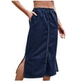 thumbnail image 1 of pstuiky Skirt for Women , Women Spring Summer Denim Skirt Casual Mid-Length Skirt with Pockets Leisure, 1 of 7