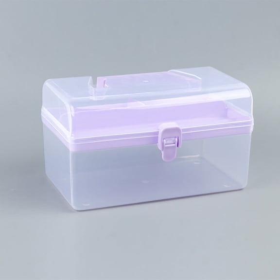 Bifavgk Clear Plastic Multipurpose Portable Handled Organizer Storage Box Dorm Room Essentials For Girls Purple
