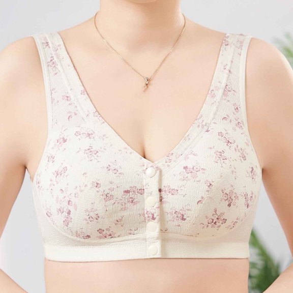 Up to 60% off Bras for Women, Xunlbb Woman Oversized Strapless Bra With Cotton Style Front Buckle Underwear(Pink,85)