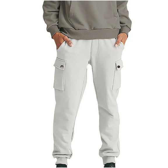 Up to 60% off!Casual Pants for Mens Elastic Waist Plus Size Fashion Drawstring Elastic Waist Solid Color Casual Sweat Length Pants