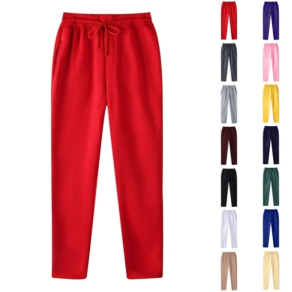 Up to 60% off!Casual Pants for Mens Elastic Waist Plus Size Fashion Drawstring Elastic Waist Solid Color Casual Sweat Length Pants