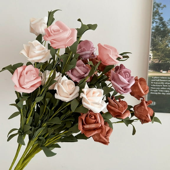 Up to 60% off Gifts Kcavykas Faux Roses | Vintage Rolled Foam Flower Bouquet | Home & Wedding Decor | Artificial Faux Roses for Decorations Gift