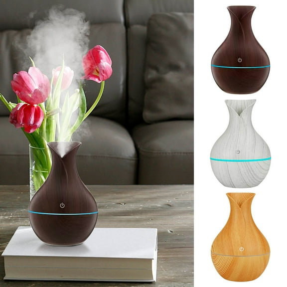 Up to 60% off Humidifiers for Bedroom USB Humidifier Wood Grain Oil Diffuser Vase Mist Atomizer LED Sprayer for Home Office Car on Clearance