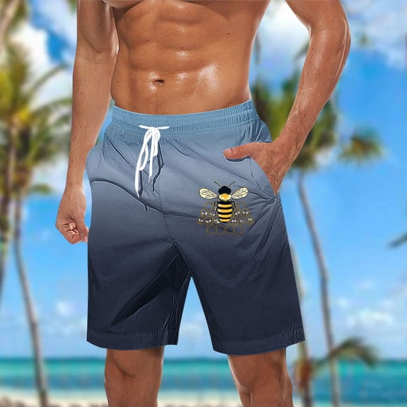 Up to 60% off Men's Shorts, Xunlbb Men Casual Fashion Print Shorts With Pockets Elastic Waist Beach Pants