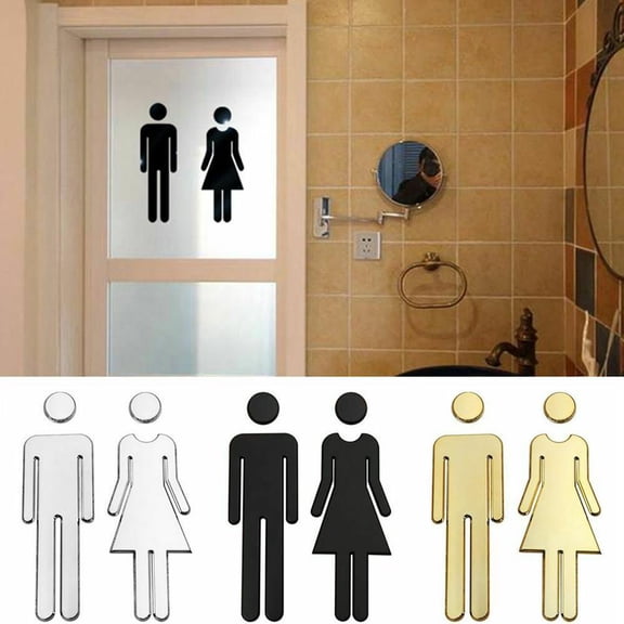 Up to 60% off! PawCasa Bathroom Restroom Loo WomanMan 3D Toilet Sign WC Sticker Plaque DIY Prof I