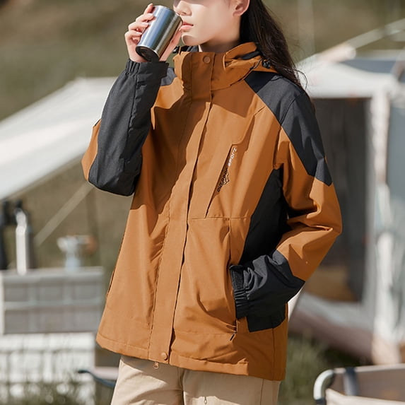 Up to 60% off!Winter Warm Windproof Jackets for Womens Plus Size Detachable Cap And Windproof Thick Three-in-one Jacket Outdoor Sports Warm Jacket