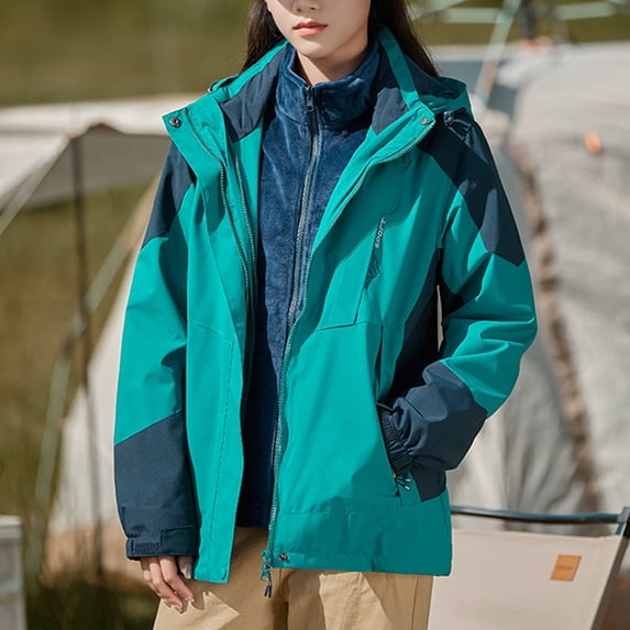 Up to 60% off!Winter Warm Windproof Jackets for Womens Plus Size Detachable Cap And Windproof Thick Three-in-one Jacket Outdoor Sports Warm Jacket