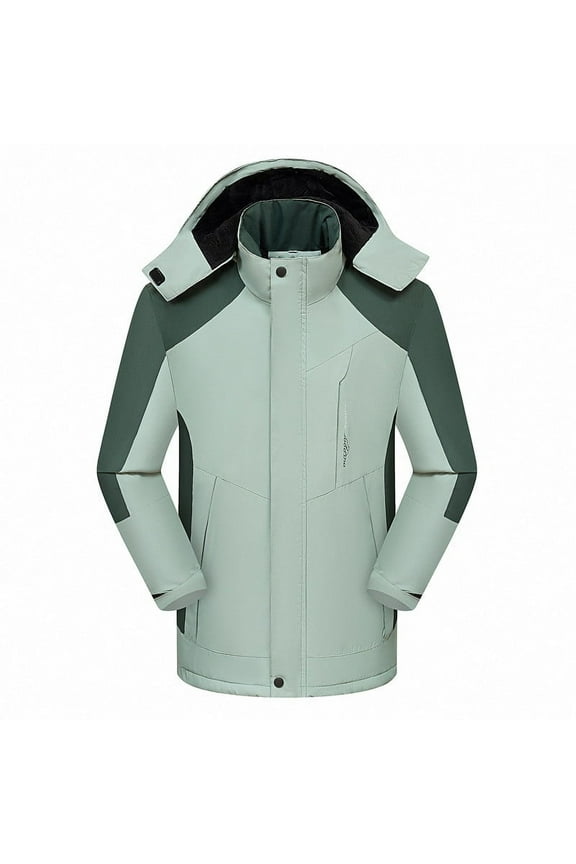 Up to 60% off!Winter Warm Windproof Jackets for Womens Plus Size Detachable Cap And Windproof Thickened Fleece Outdoor Sports Warm Jacket