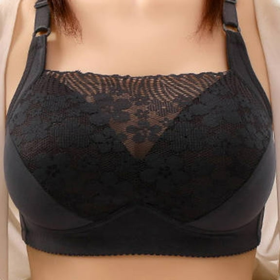 Up to 60% off Women's Bras, Xunlbb Woman's Embroidery Thin Style Ventilate Back Buckle Bra Without Steel Rim(Black,42/95BC)