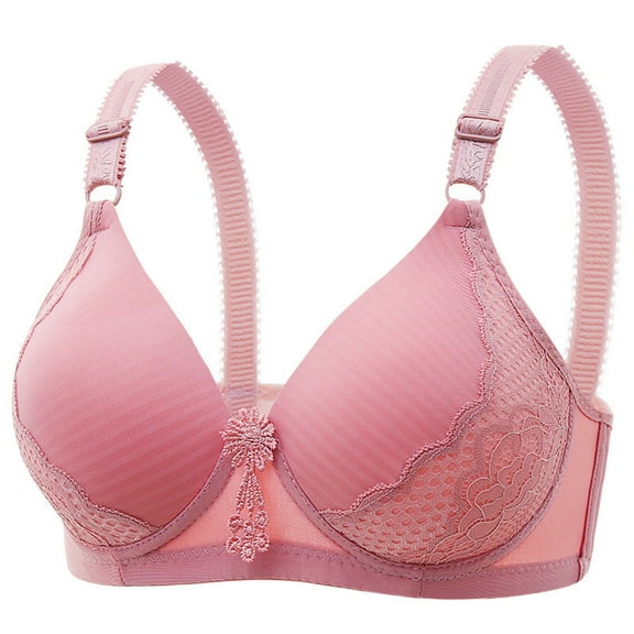 Up to 60% off Women's Bras, Xunlbb Women's Non-steel Lace Stitching Comfortable And Breathable Gathered Adjustable Bra Underwear(Pink,36)