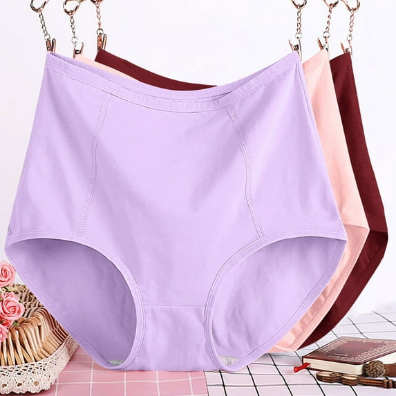 Up to 60% off Women's Cotton Underwear, 3PC Women's Plus Size XL-6XL Solid Color High Waist Leak Proof Short Underwear Shorts