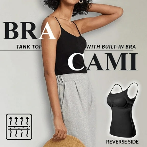 Up to 60% off fashion! Womens Tank Top Clearance Women's Camisole Tops with Built in Bra Neck Vest Padded Slim Fit Tank Tops