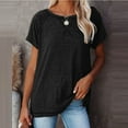 thumbnail image 1 of Tbopshirt Womens Top Fashion Womens Leisure Solid Color Short Sleeve Round Neck Casual Loose Tops, 1 of 5