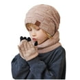 thumbnail image 1 of 1-11 Years Kids Winter Beanie Hat Warm Knit Thick Ski Cap And Scarf Gloves Set for Girls Boys, 1 of 4