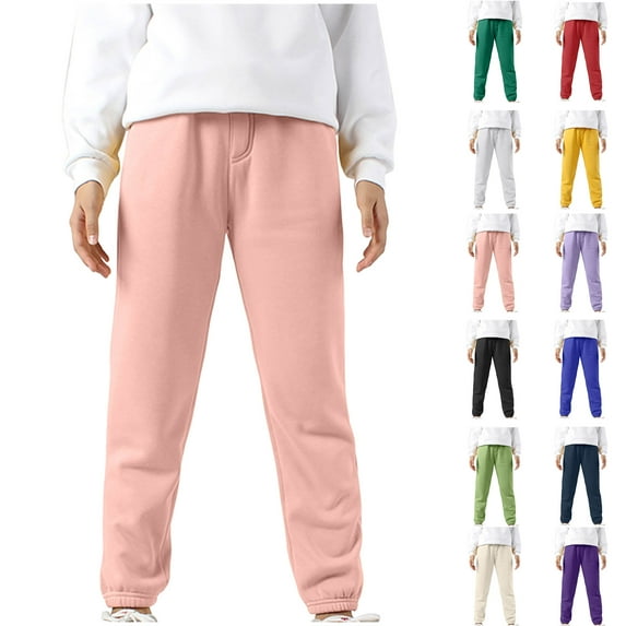 Up to 65% Off 4-10Years Toddler Kids Boys Girls Candy Color Solid Color Leggings Casual Kids Sports Pants Pink 10 Years